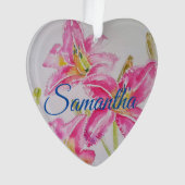 Roze bloemen kerstkledij Naam Decoratie (voorkant)