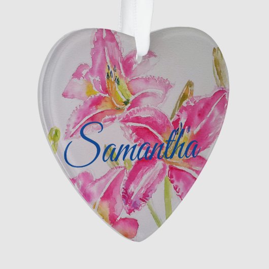 Roze bloemen kerstkledij Naam Decoratie (voorkant)