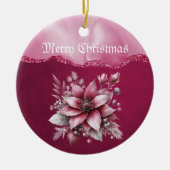 Roze Bloemen Kerstvakantie Ornament (Voorkant)