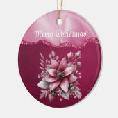 Roze Bloemen Kerstvakantie Ornament (Links)