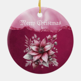 Roze Bloemen Kerstvakantie Ornament