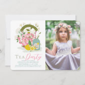 Roze Bloemen Ketel Citroen Tea Party Meisje Verjaa Kaart (Voorkant)