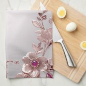 Roze Bloemen Keuken Handdoeken (Quarter Fold)