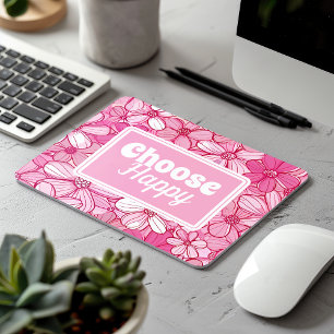 Roze Bloemen Kies Gelukkig Muismat