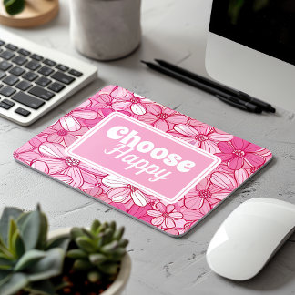 Roze Bloemen Kies Gelukkig Muismat