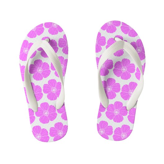 Roze Bloemen Kinder Teenslippers (Voetbed)