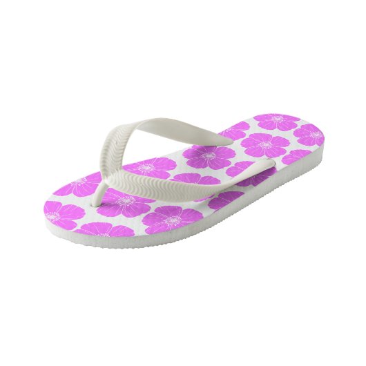 Roze Bloemen Kinder Teenslippers (Schuin)