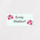 Roze Bloemen Kinderen Naam Kleding School Labels (Design 1)