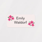 Roze Bloemen Kinderen Naam Kleding School Labels (Design 2)