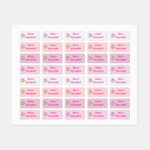 Roze Bloemen Kinderen Naam Kleding School Labels