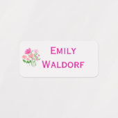 Roze Bloemen Kinderen Naam Kleding School Labels (Design 1)