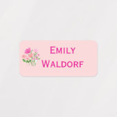 Roze Bloemen Kinderen Naam Kleding School Labels (Design 2)