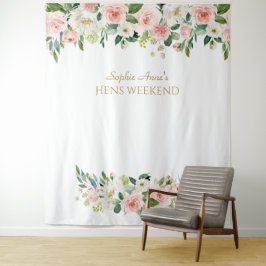 Roze Bloemen Kippen Weekend Fotohokje Achtergrond Wandkleed