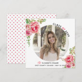 Roze bloemen Klasse van 2025 afstuderen foto Aankondiging (Voorkant / Achterkant)