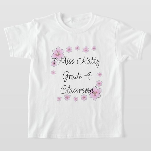 Roze Bloemen Klassiek T-Shirt (Laagn)