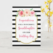 Roze Bloemen Kleindochter Bruiloft Gefeliciteerd Kaart (Gele Bloem)