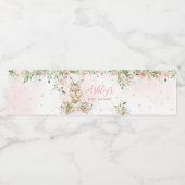 Roze Bloemen Kleine Bunny Waterfles Etiket (Enkel label)
