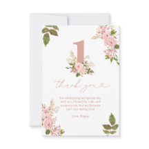 Roze Bloemen Kleine Miss 1e Verjaardag