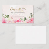 Roze Bloemen Kleine Pinda Luier Raffle Informatiekaartje (Voorkant / Achterkant)