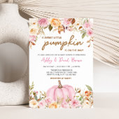 Roze Bloemen Kleine Pompoen Baby shower Kaart