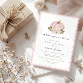 Roze Bloemen Kleine Pompoen Baby shower Kaart