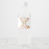 Roze Bloemen Kleine Pompoen Baby shower Waterfles Etiket (Achterkant)