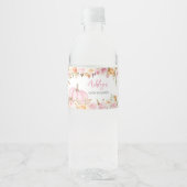 Roze Bloemen Kleine Pompoen Baby shower Waterfles Etiket (Voorkant)