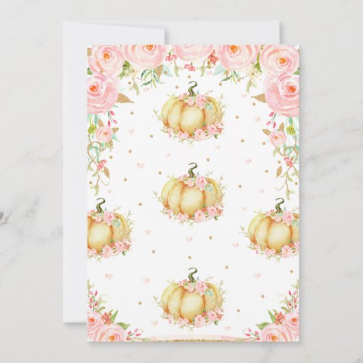 Roze Bloemen Kleine Pompoen Meisje 1e Eerste Verja Kaart (Achterkant)