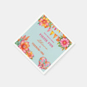 Roze Bloemen Kleurrijk Blauw Fiesta 1e Verjaardag Servet (Hoek)