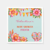 Roze Bloemen Kleurrijk Blauw Fiesta Baby shower Servet (Voorkant)
