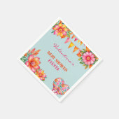 Roze Bloemen Kleurrijk Blauw Fiesta Baby shower Servet (Hoek)