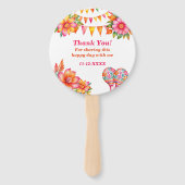 Roze Bloemen Kleurrijke Fiesta Baby shower Handwaaier (Achterkant)