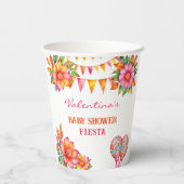 Roze Bloemen Kleurrijke Fiesta Baby shower Papieren Bekers (Achterkant)
