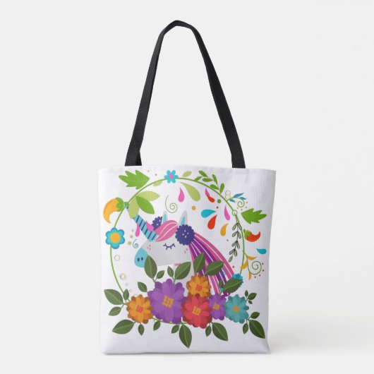  roze bloemen klinken unicorn kerstmis tote bag (Achterkant)