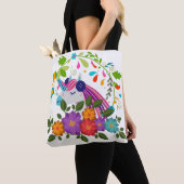  roze bloemen klinken unicorn kerstmis tote bag (Dichtbij)