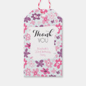 Roze bloemen kluffel fel patroon bedankt cadeaulabel (Voorkant)