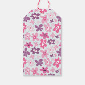 Roze bloemen kluffel fel patroon bedankt cadeaulabel (Achterkant)