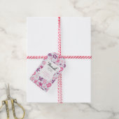 Roze bloemen kluffel fel patroon bedankt cadeaulabel (Met Touw)