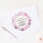 Roze bloemen klugen over groots patroongebruik ronde sticker (Envelop)