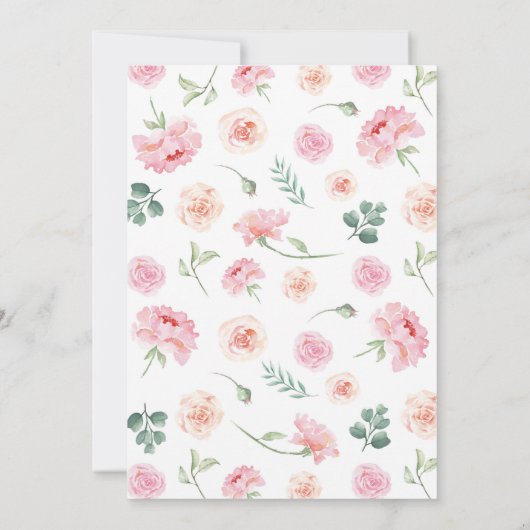 Roze Bloemen Koala Meisje Verjaardag Uitnodiging (Achterkant)