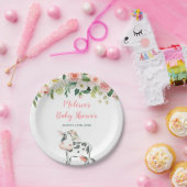 Roze Bloemen Koe Meisje Baby shower Papieren Bordje (Feest)