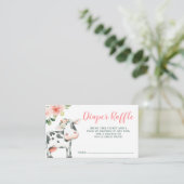 Roze Bloemen Koe Meisje Luier Raffle Informatiekaartje (Staand voorkant)