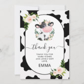 Roze Bloemen Koe Print Baby shower Dank u kaart (Voorkant)