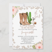 Roze Bloemen Koe Print Kleine Cowgirl baby shower Kaart (Voorkant)