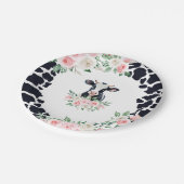 Roze Bloemen Koe Verjaardagsfeest Papieren Bordje (Gekanteld)