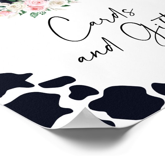 Roze Bloemen Koe Verjaardagskaarten en Cadeaubordj Poster (Hoek)