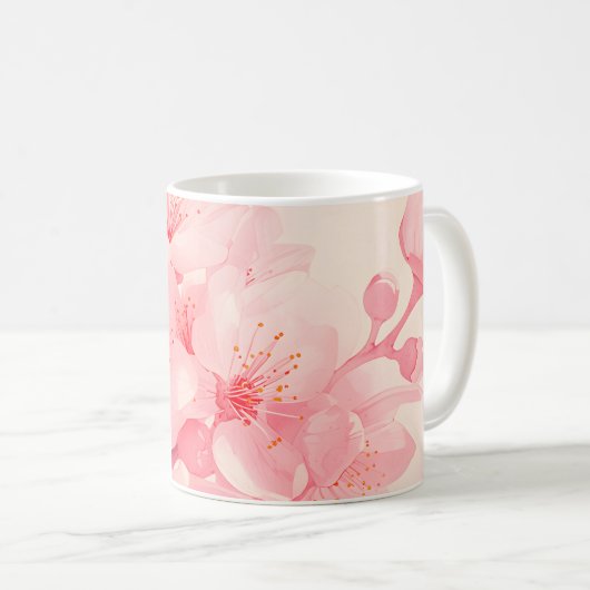 Roze Bloemen Koffie Mok – Cherry Blossom Cup (Voorkant rechts)