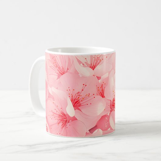 Roze Bloemen Koffie Mok – Cherry Blossom Cup (Voorkant links)
