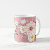 Roze Bloemen Koffie T-shirt Mok Drinkware (Voorkant rechts)