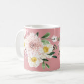 Roze Bloemen Koffie T-shirt Mok Drinkware (Voorkant links)